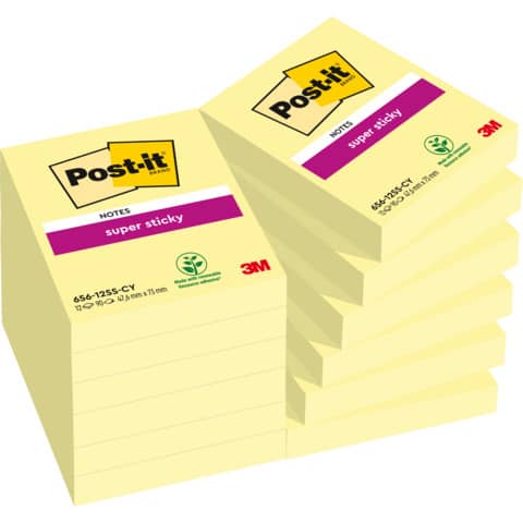 Foglietti riposizionabili Super Sticky Notes Post-it® Giallo Canary 48x73 mm 12 blocchetti da 90 ff - 656-12SSCY